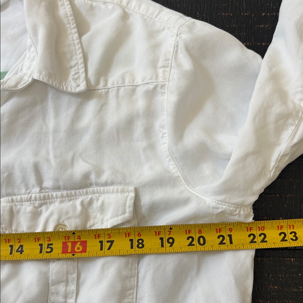 Zara Basic Denim White Button Down Shirt With Poc… - image 5